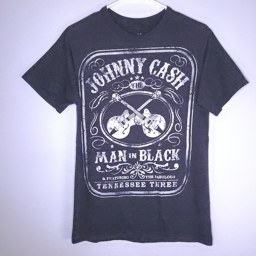 Zion Johnny Cash Man In Black Heather Grey Graphic T Shirt Woman's Small